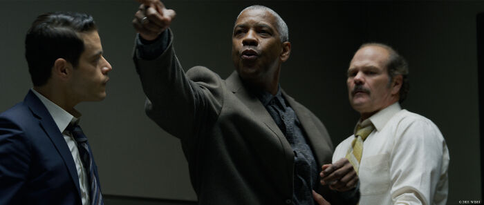 Three actors in a dramatic scene, highlighting some of the highest-paid actors in the film industry.