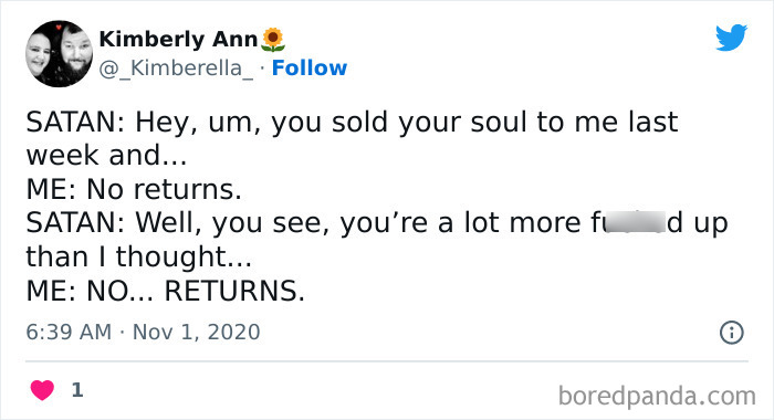 Tweet meme about being single with humorous exchange about selling a soul and having no returns.