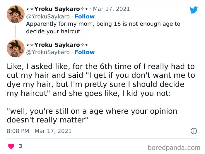 Not Sure If It Fits Here, But Here's A Mini Rant About My Mother Not Letting Me Choose How I Want My Hair