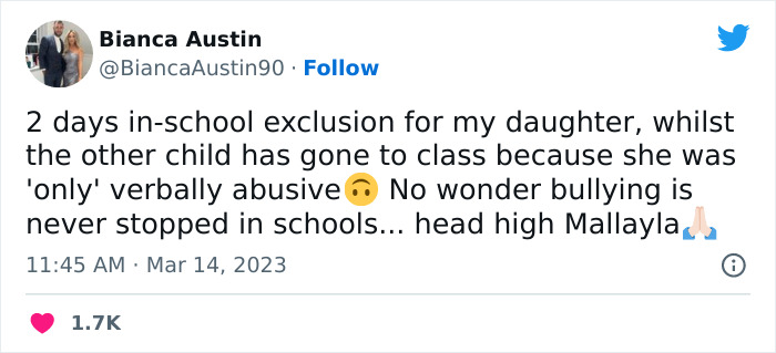 "My Daughter Finally Punched The Bully In The Face": Mom Praises Her Child For Standing Up For Herself, Calls Out School's Reaction "My Daughter Finally Punched The Bully In The Face": Mom Praises Her Child For Standing Up For Herself, Calls Out School's Reaction