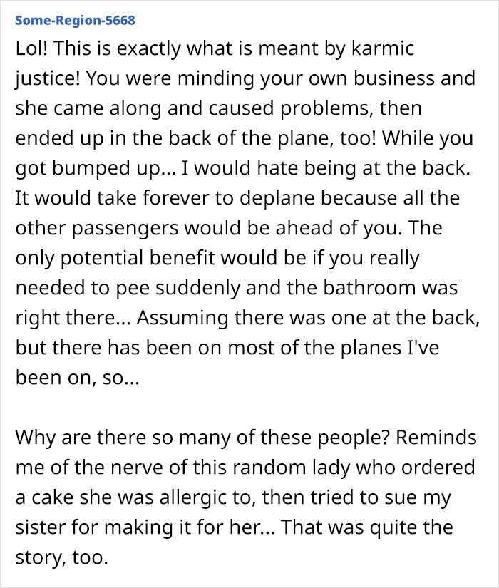 Karen discovers a service dog on a plane and suddenly develops severe allergies and demands to be taken off the plane, but gets a first class seat instead