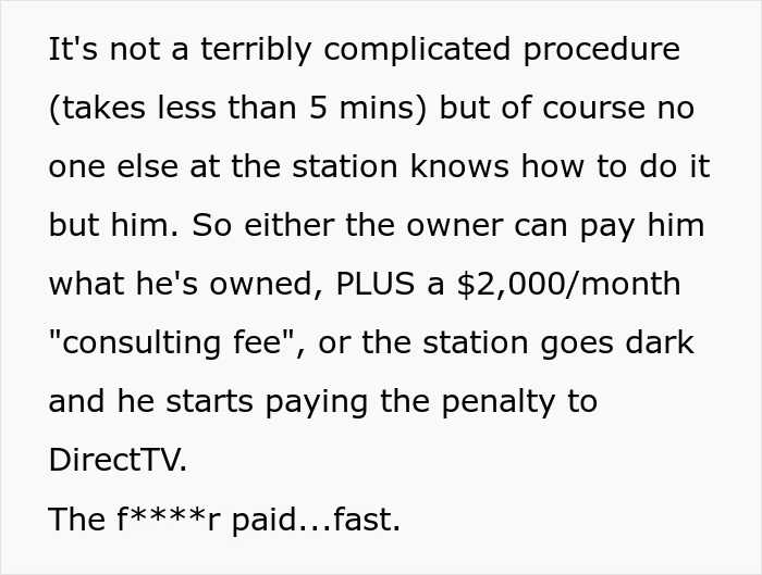 Cheapskate company owner wants to trick consultant into working for free, ending up paying double what he intended
