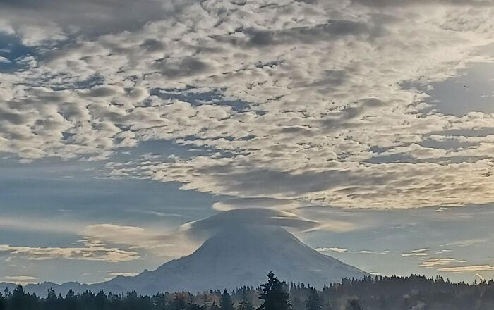 Lenticular Clouds On Mt. Rainier