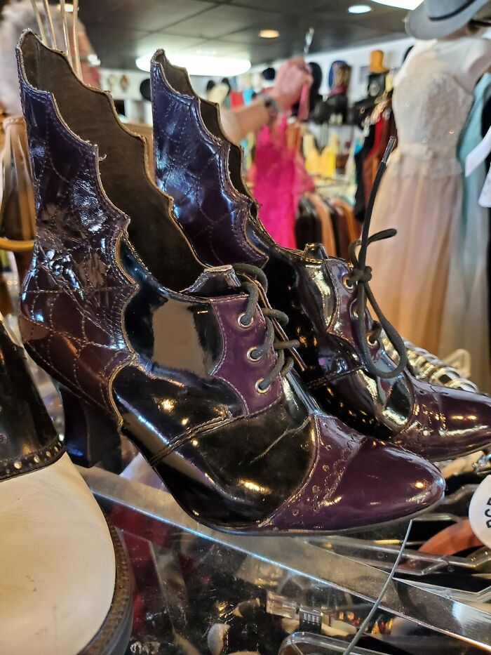 Found These Bat Wing, Wing Tips In A Vintage Thrift Store Today While Prom Dress Shopping With My Daughter. I Wanted Them To Come Home With Me So Bad But I'm Not Sure Where I'd Wear Them