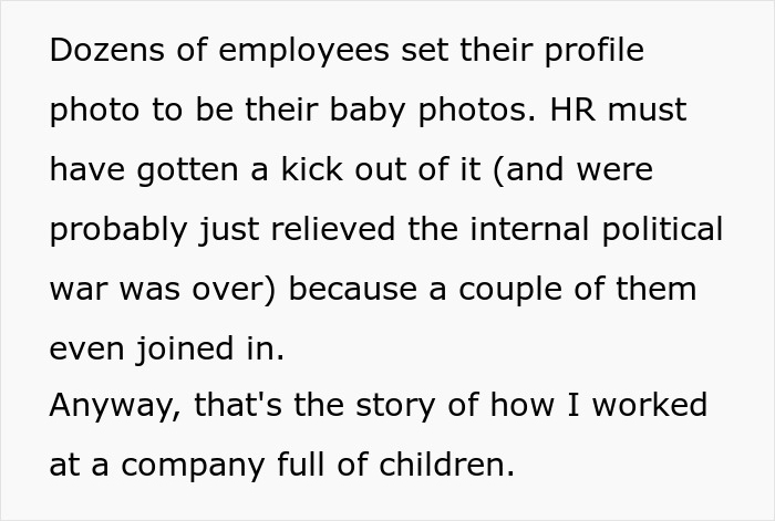 'I worked for a company full of children': Employee changed profile picture to baby picture to maliciously comply with new regulations