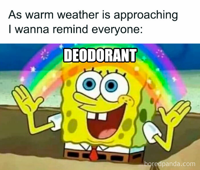 SpongeBob meme about deodorant, humorously highlighting a reason for being single.