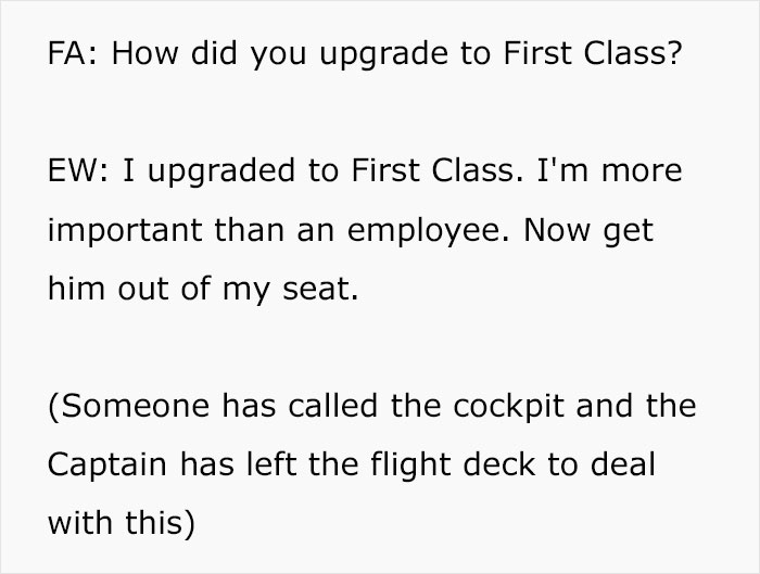 “I've Upgraded To First Class”: Woman Demands Passenger Who Paid For His Seat Move, Captain Decides To Lure Her Out Of The Plane And Leave Her Behind “I've Upgraded To First Class”: Woman Demands Passenger Who Paid For His Seat Move, Captain Decides To Lure Her Out Of The Plane And Leave Her Behind