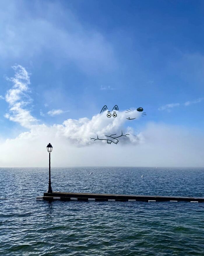 This Artist Reimagines Clouds As Characters By Drawing Shapes Onto Them