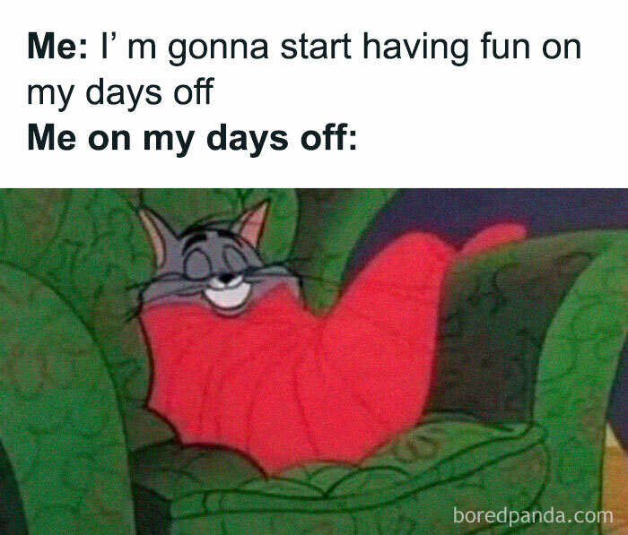 Cartoon character snugly wrapped in a red blanket, showcasing a relatable moment for single people and their days off.