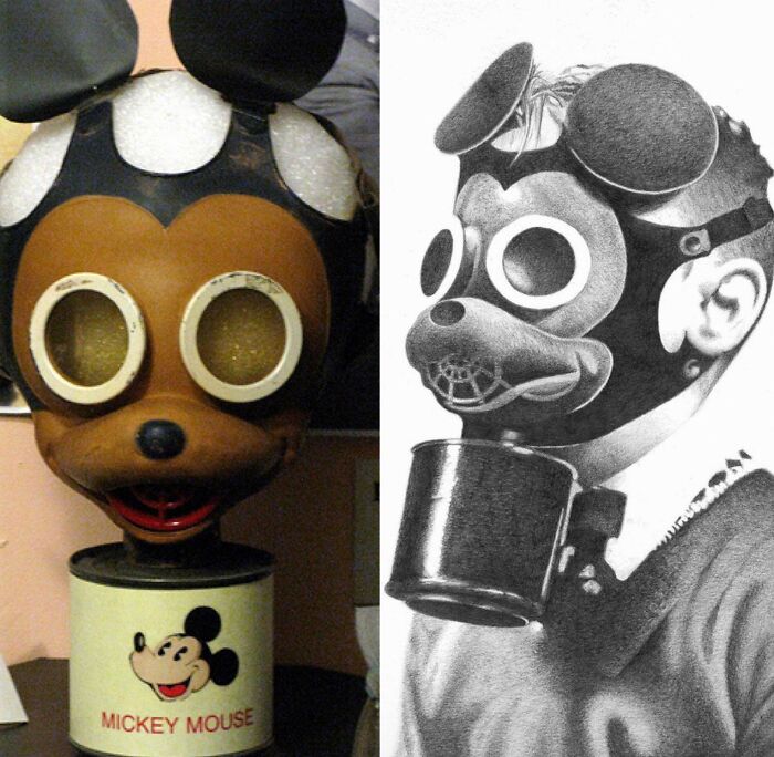Wwii Mickey Mouse Gas Mask, Attempting To Make The Mask Less Scary To Children