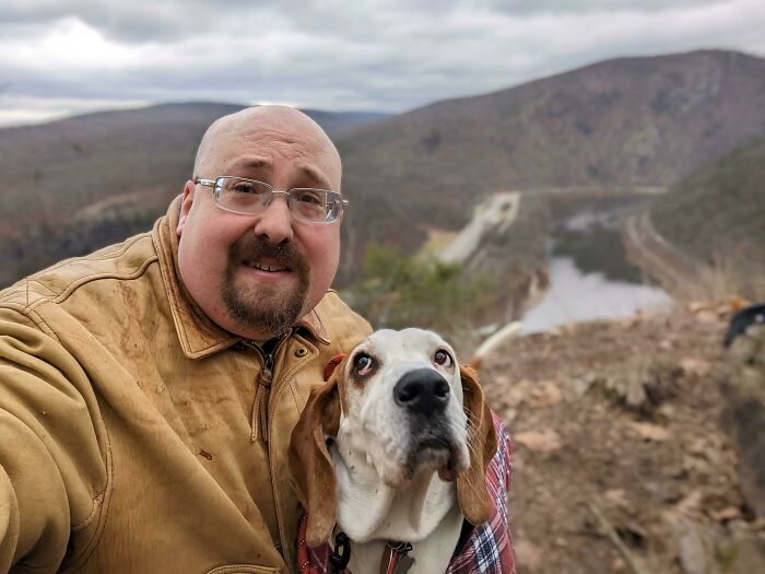 Just My Dog And I Atop A Mountain