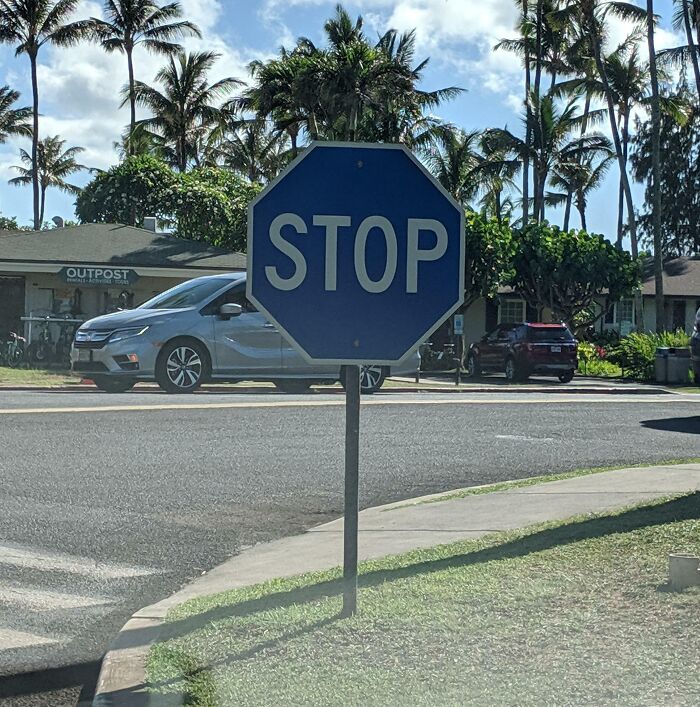 I Passed A Blue Stop Sign On Oahu