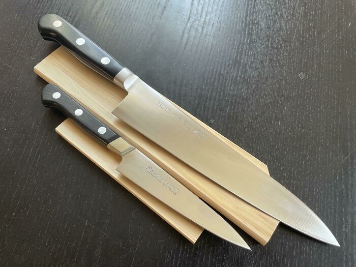 My Wife Isn’t A Jewelry Person But Loves To Cook. I Wanted A Forever Gift For Our Engagement So I Got Her These. I Get Them Sharpened For Our Anniversaries. Today Makes Ten Years