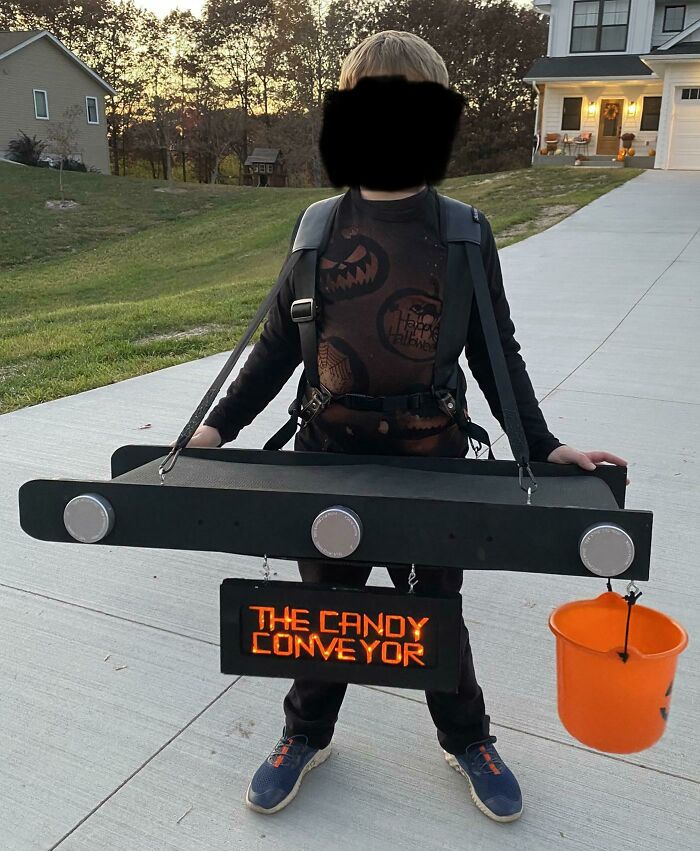 My Kid Wanted To Be A Conveyor Belt For Halloween, This Was My Best Effort!