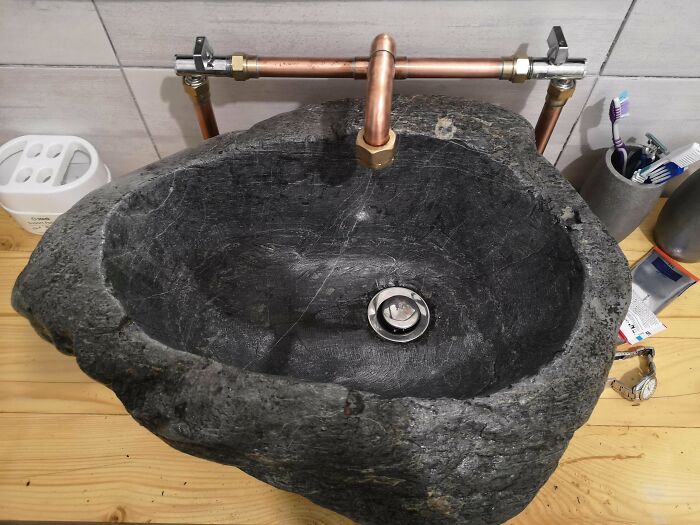 I Carved A Bathroom Sink From A Big Boulder