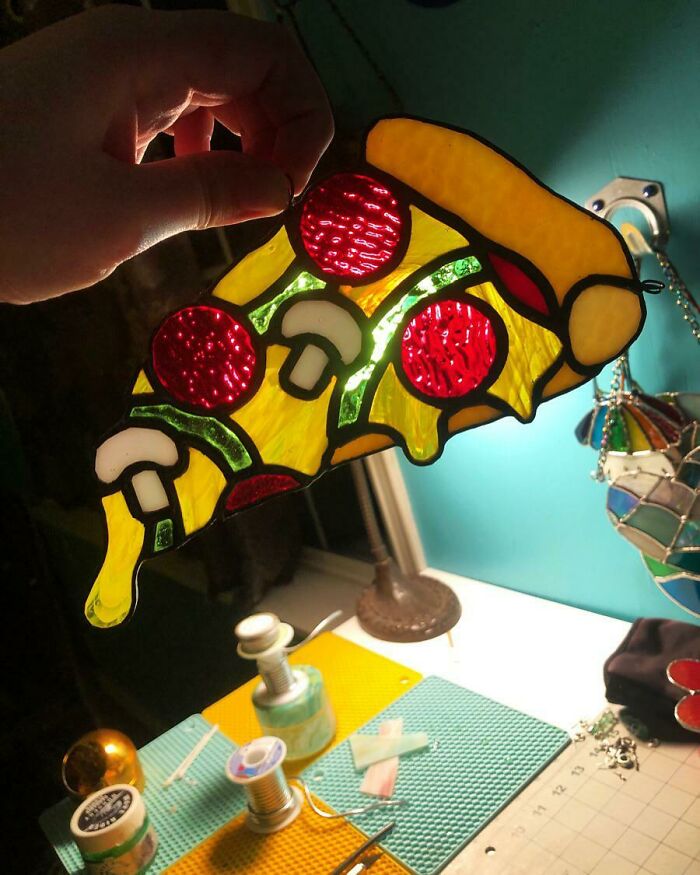 Pizza Slice I Made For My Brother For Xmas. Just Needs A Hanger And Some Polish!