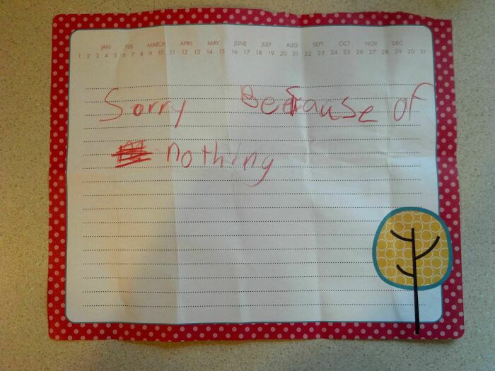 Asked My Daughter To Write An Apology Letter