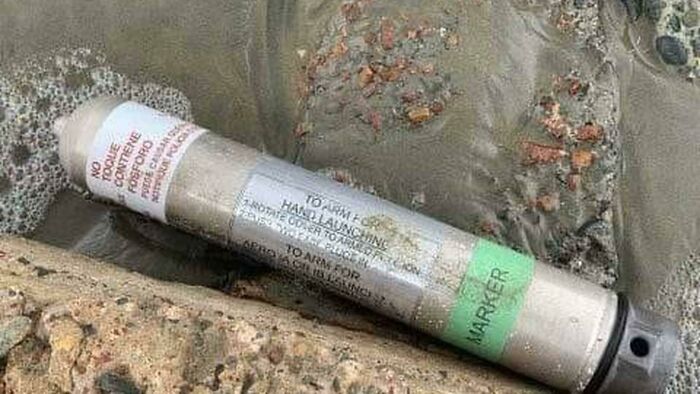 Metal Cylinder Washed Up On Beach, Destroyed By Bomb Squad (Pic Taken From News Site)