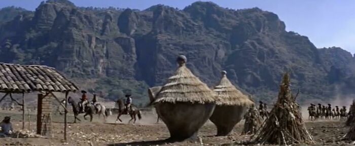 What Are These Giant Bowls With Straw "Hats" In The Beginning Of The Magnificent Seven?