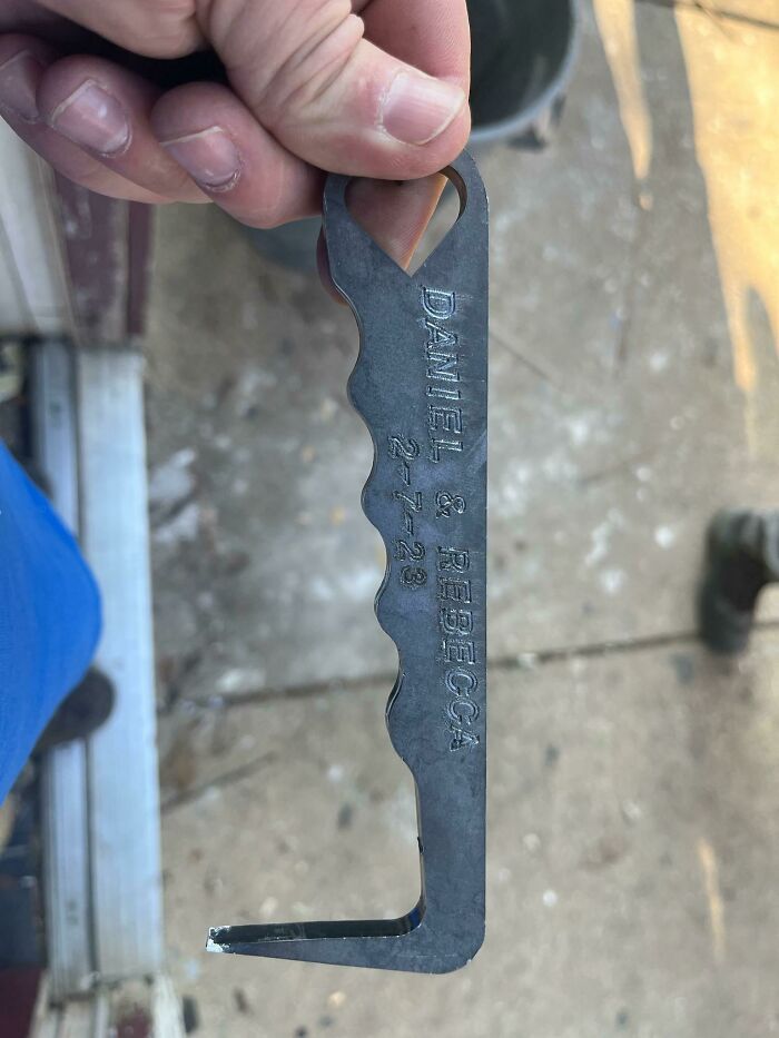 Steel, Engraved, Hooked Tool Hidden In The Foundation Of An Old House