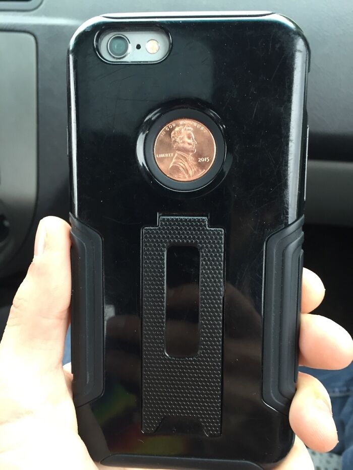 A Penny Fits Perfectly Into The Back Of My Phone Case