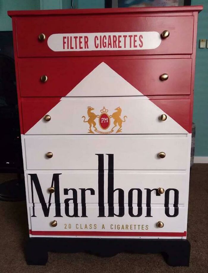 I’m In A Craft Group On Fb And A Lady Posted Her Newport Dresser She Painted. Comments Told Her To Make A Marlboro One Next