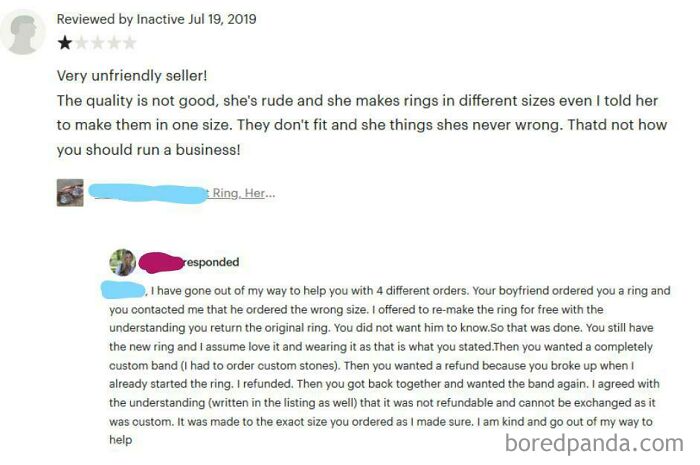 Leaving A Negative Review Even After Being Refunded For A Custom Engagement Ring Following A Breakup
