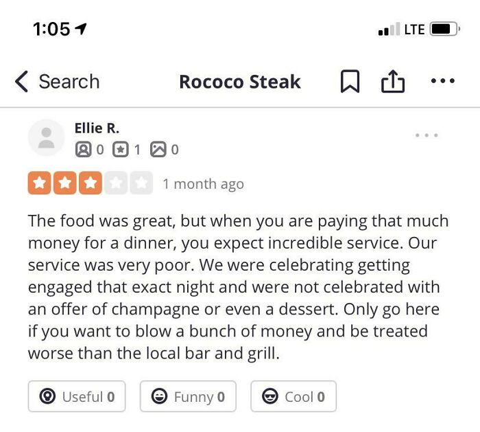 Cb Left An Unfavorable Review At A Local Steakhouse Because They Did Not Get Something For Free…