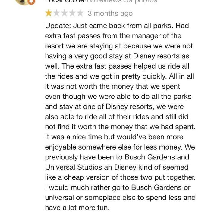 Gets Free Fast Passes And Still Complains And Leaves Bad Review. (Disney World)