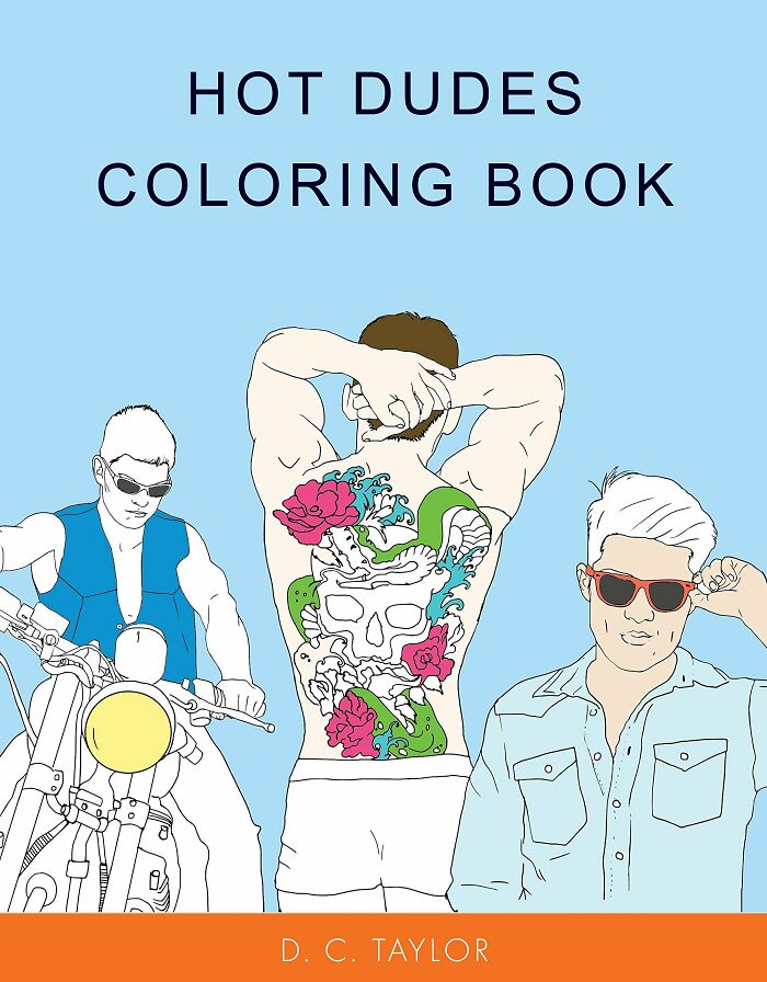 book cover for "Hot Dudes Coloring Book"