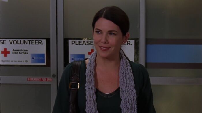 Lorelai Gilmore is smiling