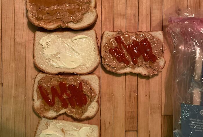 Sriracha and peanut butter sandwich