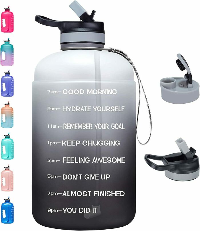 water bottle with motivational phrases 