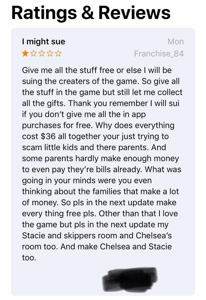 Barbie App Review: “Give Me All The Stuff Free Or Else I Will Sue”