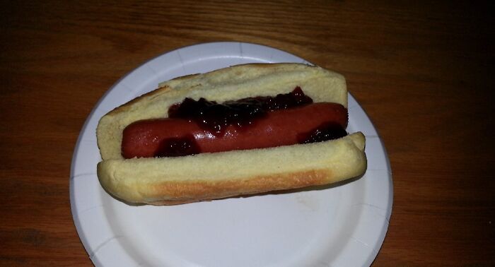 Hot dog with grape jelly