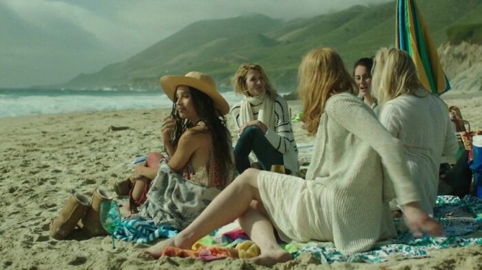 Madeline Mackenzie, Celeste Wright, Jane Chapman, Bonnie Carlson, Renata Klein are on the beach