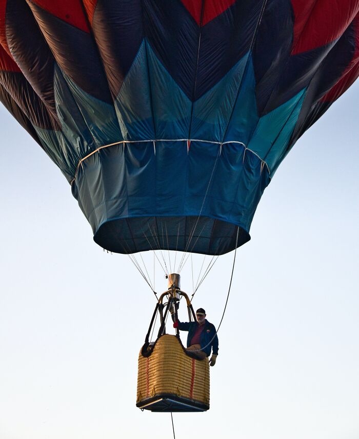 Man In A Basket Of An Hot Air Balloon 