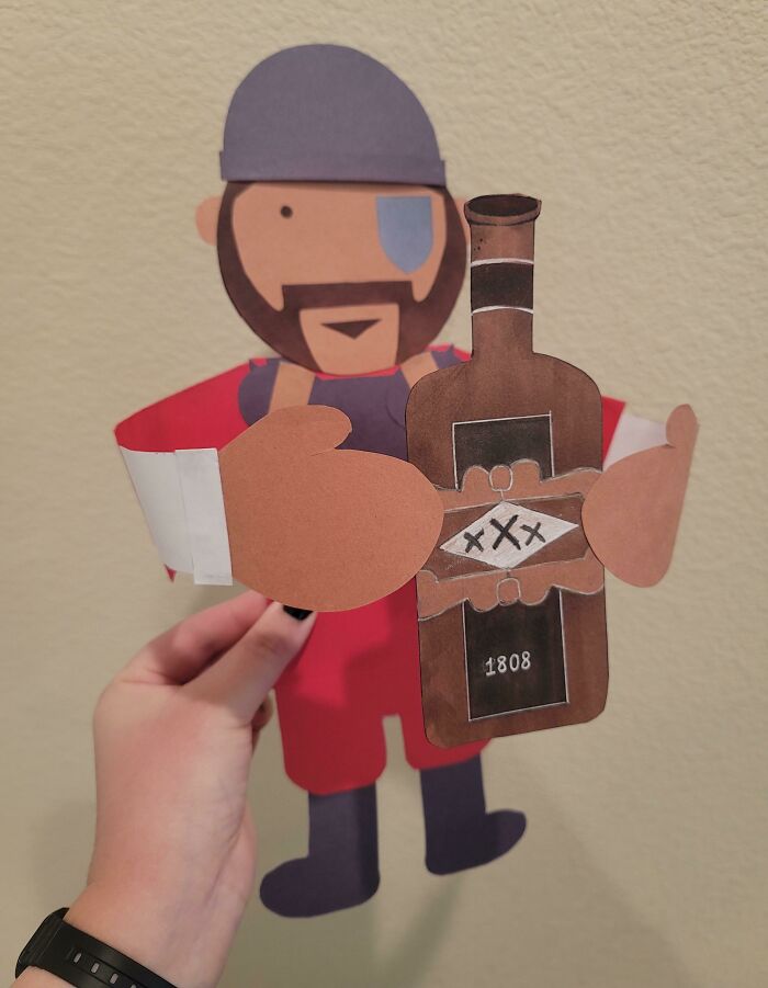 pirate with a bottle made out of a paper