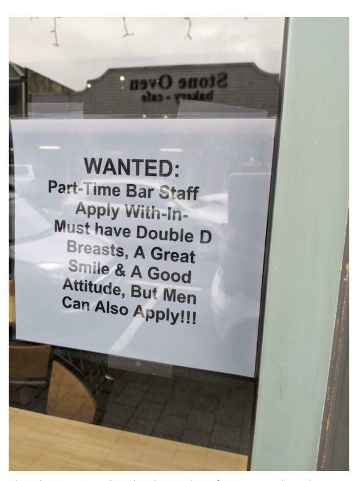 Bar In New Zealand Advertises For Job - “Must Have Double-D Breast”