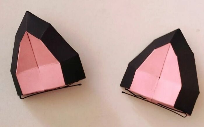 pink and black paper cat ears
