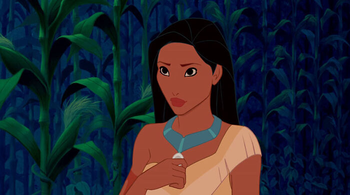 Pocahontas wearing blue necklace