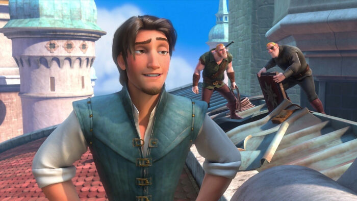 Flynn Rider standing on the roof 