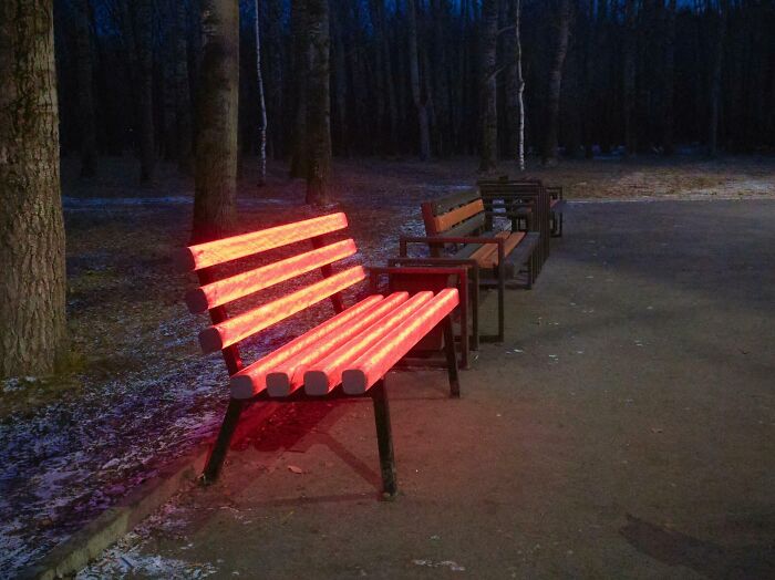One Bench In Our City Park Looks Like It's Made Of Red-Hot Metal