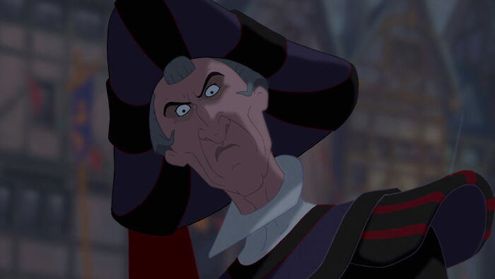 Frollo looks angry 
