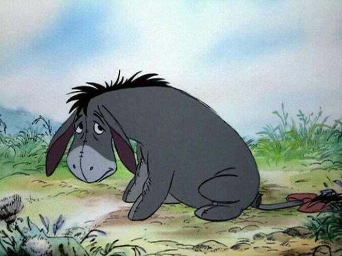 Eeyore looks upset 
