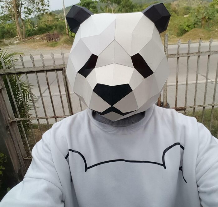 Made A Panda Head Origami From Recycled Folders