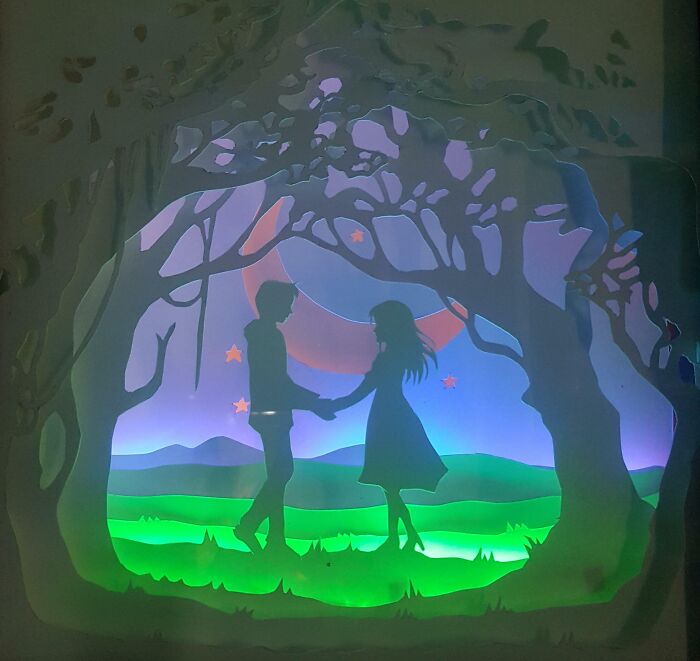 Paper Silhouette Light Box I Made My Wife For Our Wedding