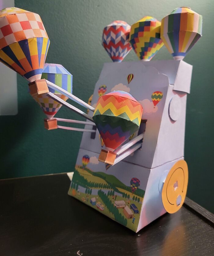 My First Completed Papercraft- Flying Hot Air Balloons!!