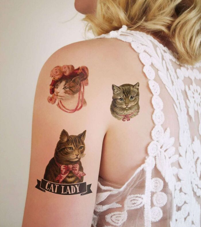 Cat Lady Temporary Tattoo Set