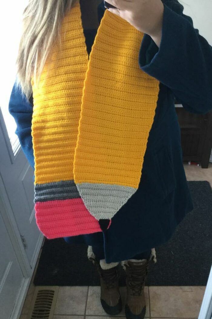 Soy profesora en Canadá, mi madre me hizo esta bufanda para abrigarme